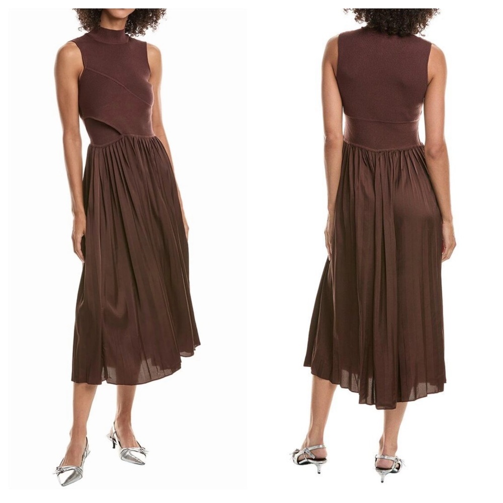 Derek Lam 10 Crosby Maizie Mock  Neck Pleated Sweater Dress Size Small NWT